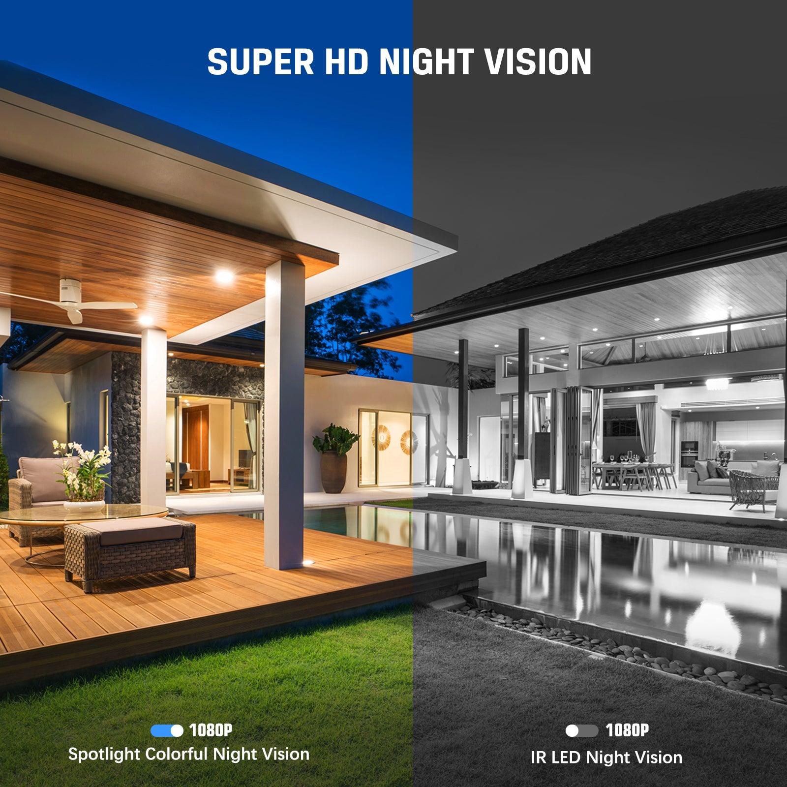 Xega camera: 1080P color night vision on left, IR night vision on right. Super HD.