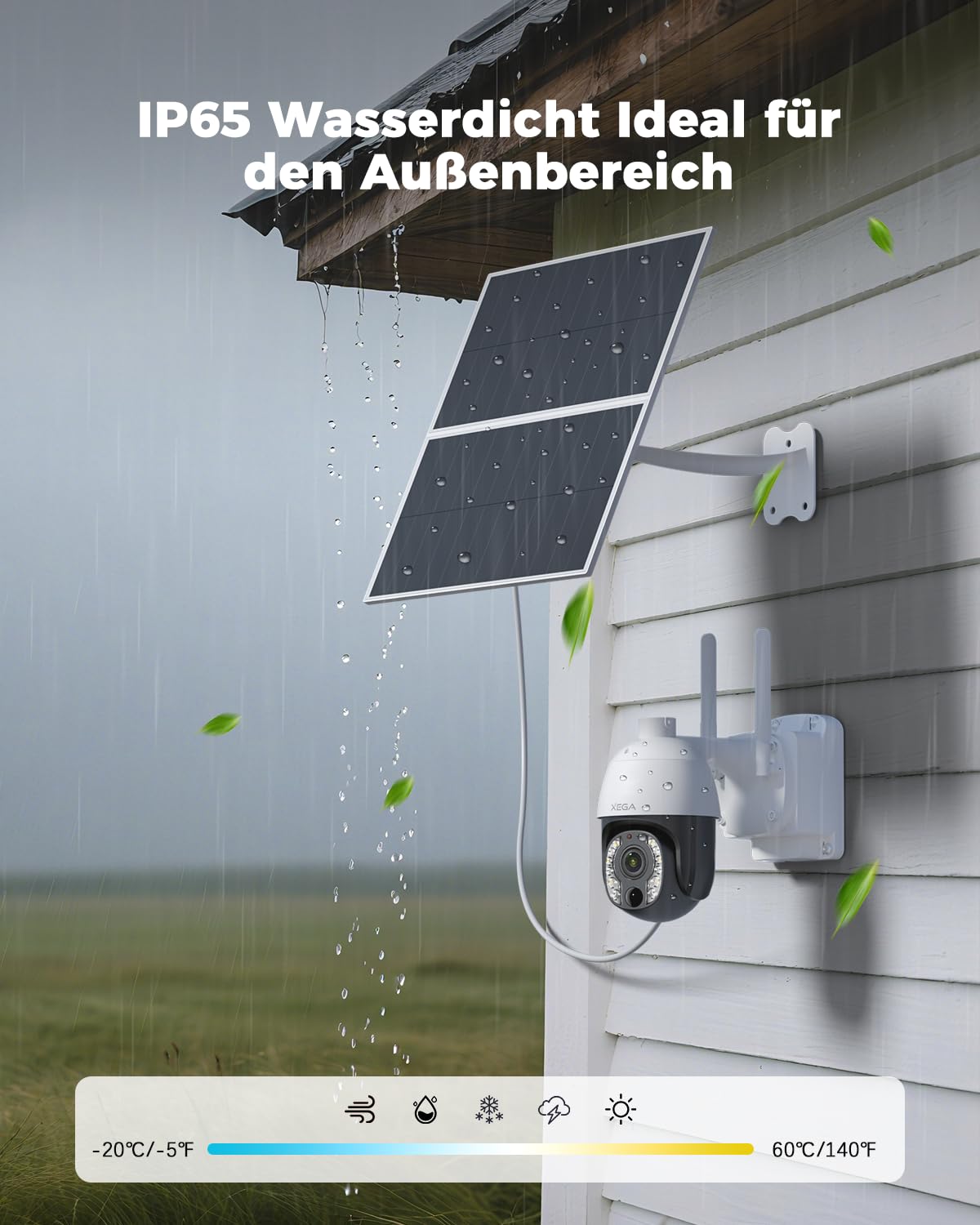Xega 5MP【10X Optischer Zoom】4G LTE Überwachungskamera Aussen mit SIM Kart 24/7 Aufnahme 20W Solarpanel 30,000mAh Akku PTZ Kamera ohne WLAN