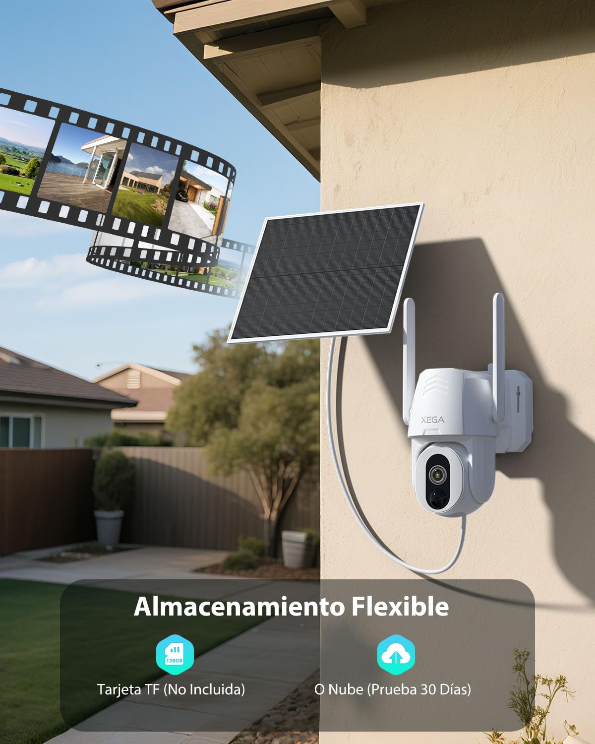 Xega Cámara 4G LTE Solar Exterior con SIM, Detección Humana y Sin WiFi