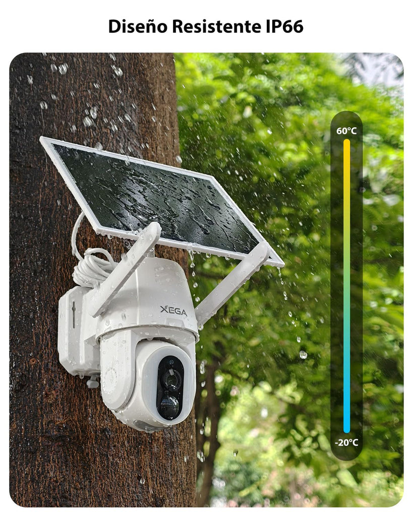 Xega Cámara 4G LTE Solar Exterior con SIM, Detección Humana y Sin WiFi