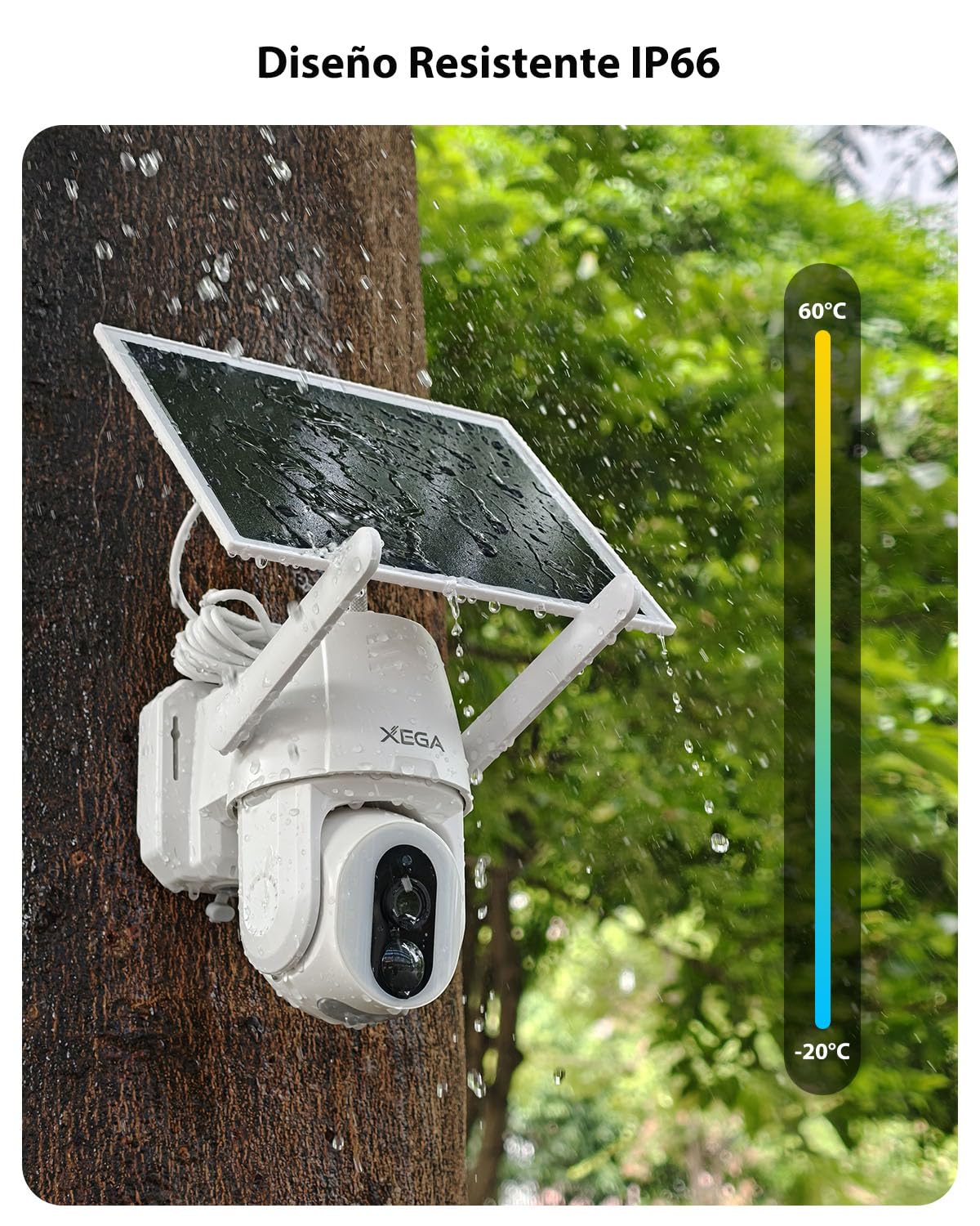 Xega Cámara 4G LTE Solar Exterior con SIM, Detección Humana y Sin WiFi