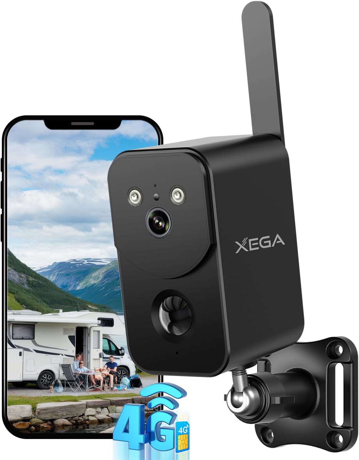 Xega 4G WLAN Überwachungskamera mit SIM-Karte und 10000mAh Akku – Kabellos & Tragbar