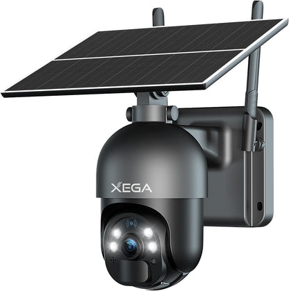 Xega 4G LTE Solar-Außenüberwachungskamera mit SIM-Karte und 2K-Farb-Nachtsicht