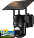Xega 2K WIFI outdoor solar security camera with dual lens and 12x hybrid zoom, showing clear details.