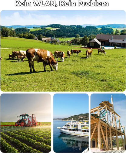 Xega 4G LTE Überwachungskamera Solar Akku - Kein WLAN, kein Problem für abgelegene Orte wie Bauernhöfe, Baustellen und Boote.