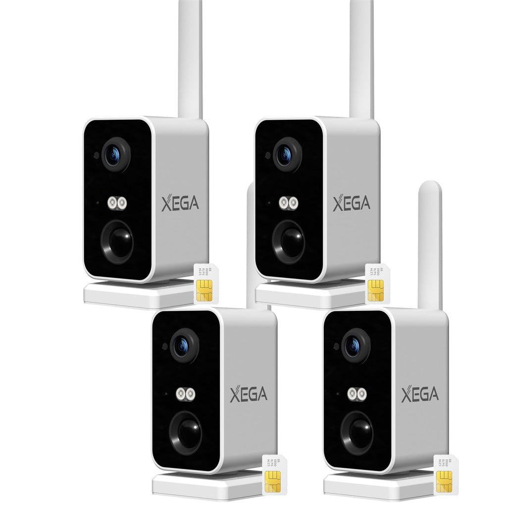 Xega Cámara de vigilancia 4G con tarjeta SIM, sin WiFi, cámara de vigilancia exterior, batería exterior de 10000 mAh, detección de movimiento PIR, visión nocturna de 3 MP, audio de 2 vías, alarma de