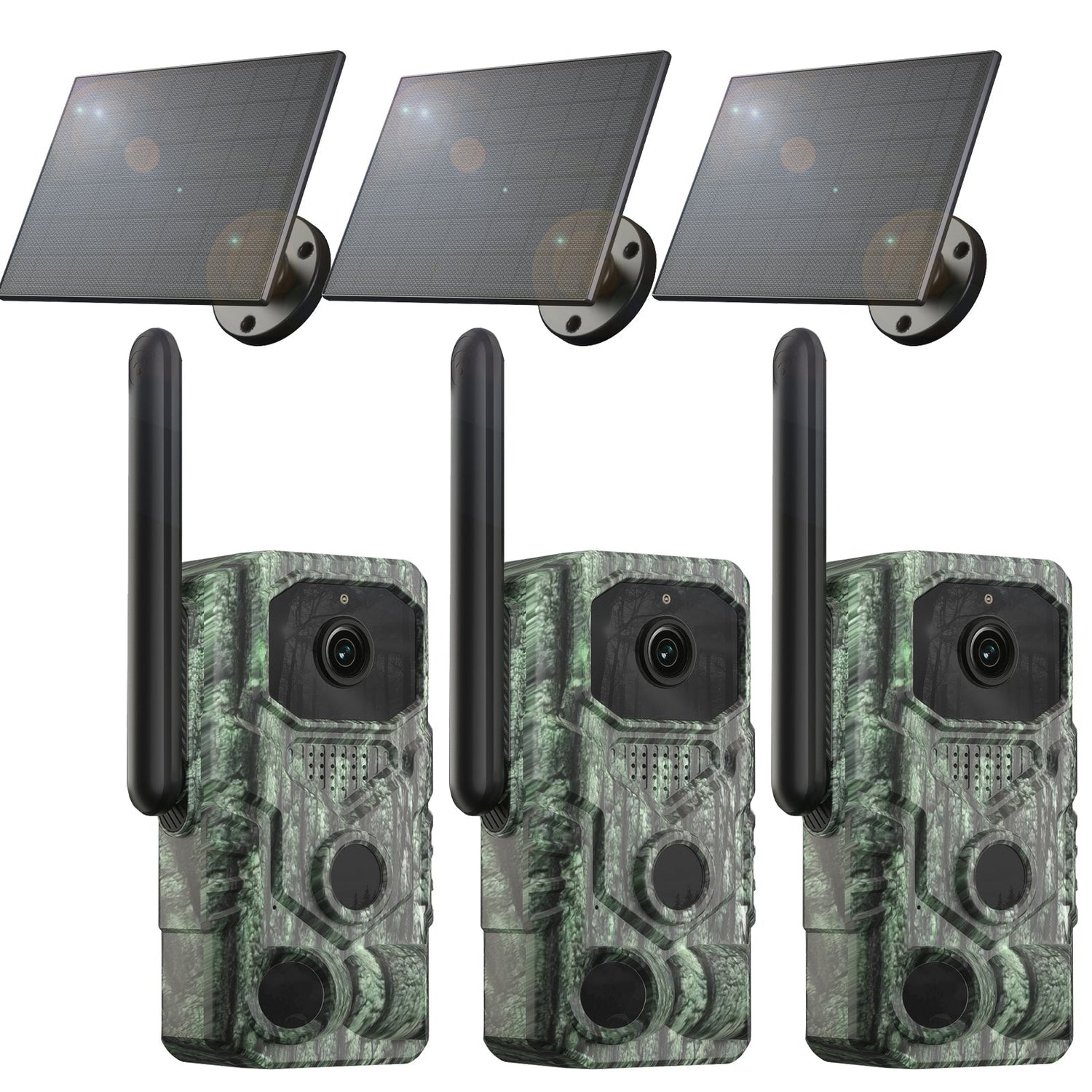Xega 4G LTE 【3 PIR-Erkennung】Wildkamera mit Handyübertragung App-2K Ohne WLAN Solar Wildtierkamera mit SIM Karte