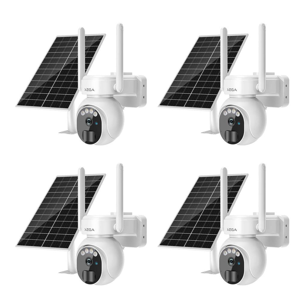 Xega XG-07 Solar Überwachungskamera - weiße 4G LTE Außenkamera mit SIM-Karte und Solarpanel