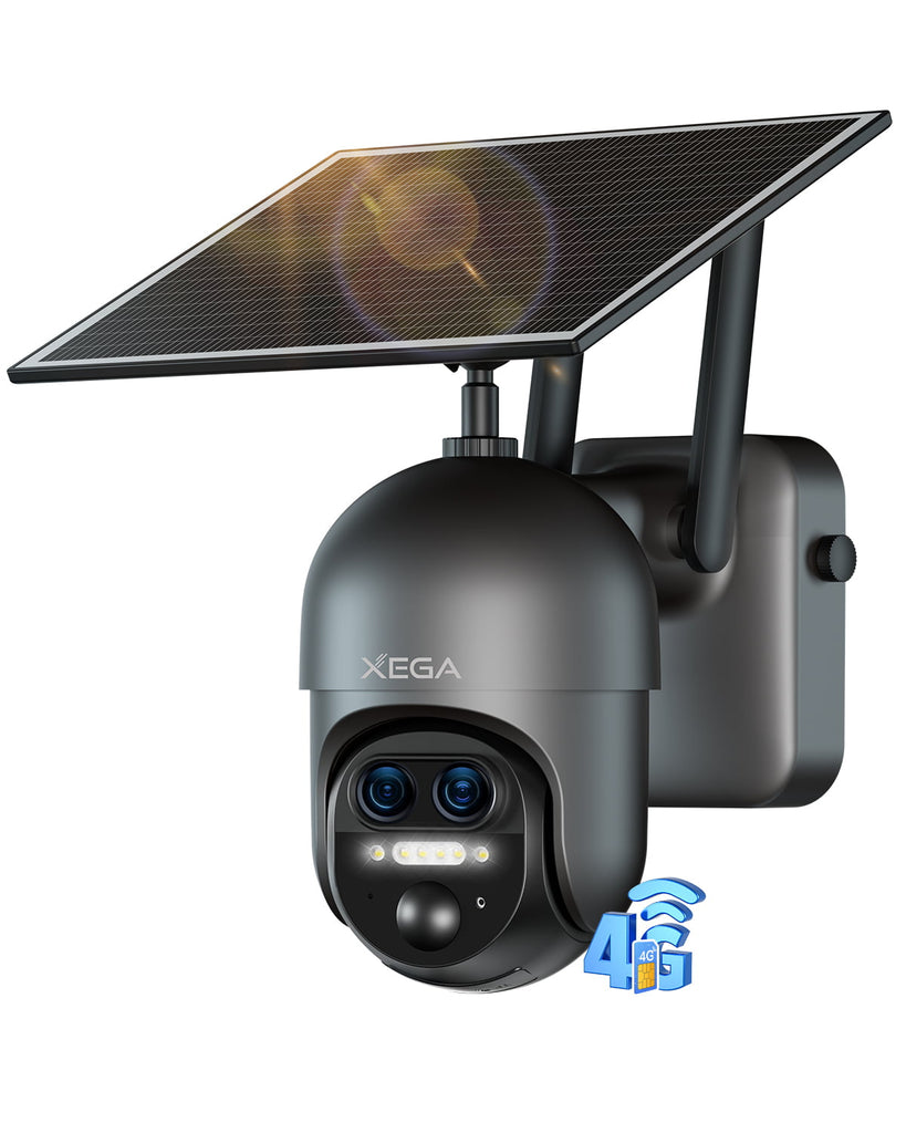 Xega XG-16 4G LTE Überwachungskamera mit Solarpanel, Dual-Lens, Außenüberwachung, 4G-Konnektivität
