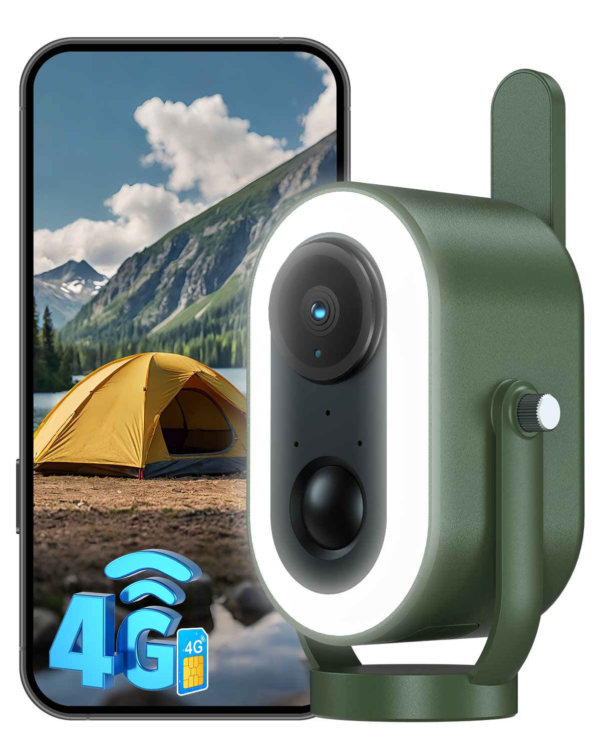 Xega 4G LTE Cámara de Seguridad Magnética con Tarjeta SIM Portátil Exterior | 2K HD Celular Cámara de Seguridad Batería 6000mAh Detección PIR Humana para Autocaravanas/Camping/Viajes/Picnic IP65