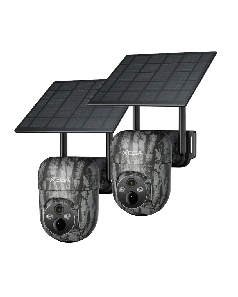 Xega 4G Camara De Caza Solar con Tarjeta SIM, 2K 3MP Exterior Fototrampeo Inalámbrica PTZ con Visión Nocturna Detección Personalizada Proyector/Sirena Alertas en App y Almacenamiento TF/Nube(Sin WiFi)