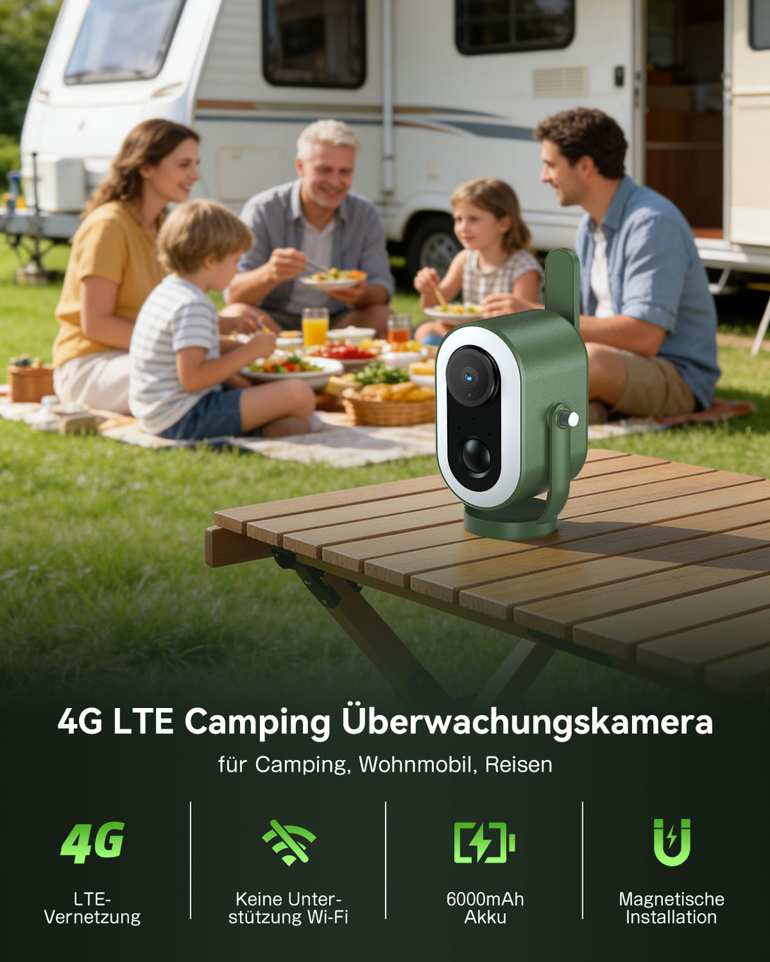 Xega 4G LTE Überwachungskamera Magnetische mit SIM Karte 2K HD kabellose Ohne WLAN Kamera Tragbare Außen 6000mAh Batterie.