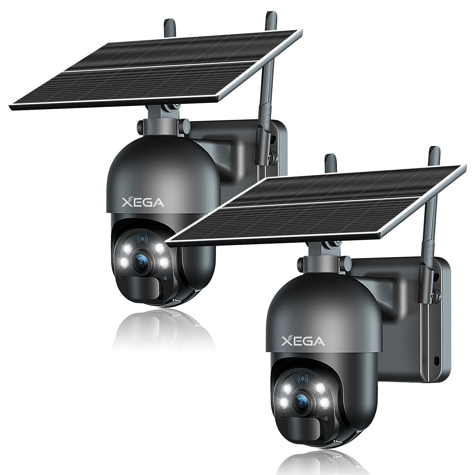 Xega Solar Überwachungskamera, 2K-Nachtsicht, 4G LTE, mit SIM-Karte, schwarz.