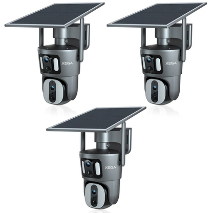Xega 4G LTE Überwachungskamera ohne WLAN-Dual Lens 360° Blickwinkel &amp; Dual Screen Colour Night Vision