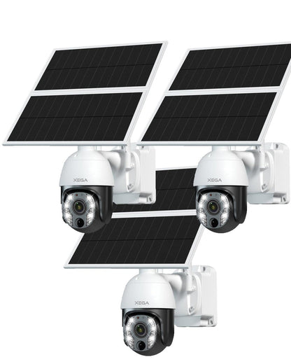 Xega 5MP【10X Optischer Zoom】4G LTE Überwachungskamera Aussen mit SIM Kart 24/7 Aufnahme 20W Solarpanel  30,000mAh Akku PTZ Kamera ohne WLAN