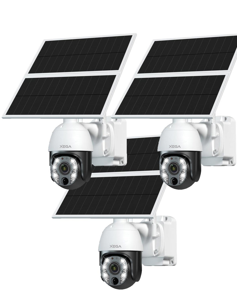 Xega 5MP【10X Óptico Zoom】4G LTE Cámara Vigilancia con Tarjeta SIM 20W Panel Solar 30,000 mAh Batería Grabación 24/7 Camara sin Wifi Exterior Detección Humana Visión Nocturna 100ft Audio Bidireccional