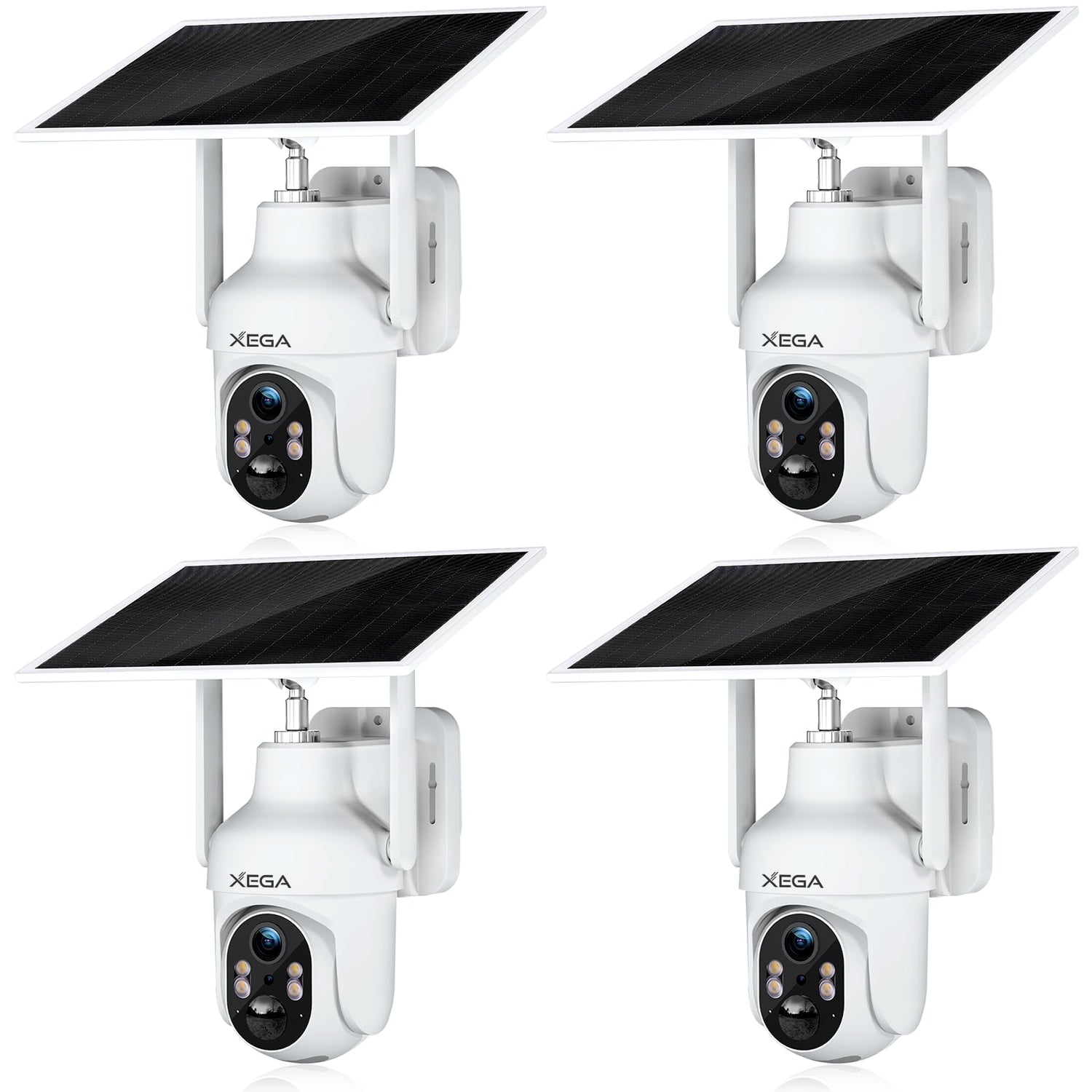 Xega 4G outdoor security camera with solar panel and 2K HD, white