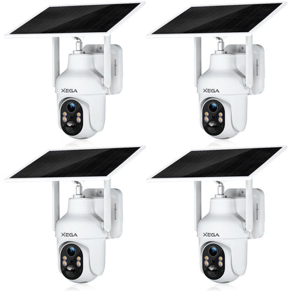 Xega 4G outdoor security camera with solar panel and 2K HD, white