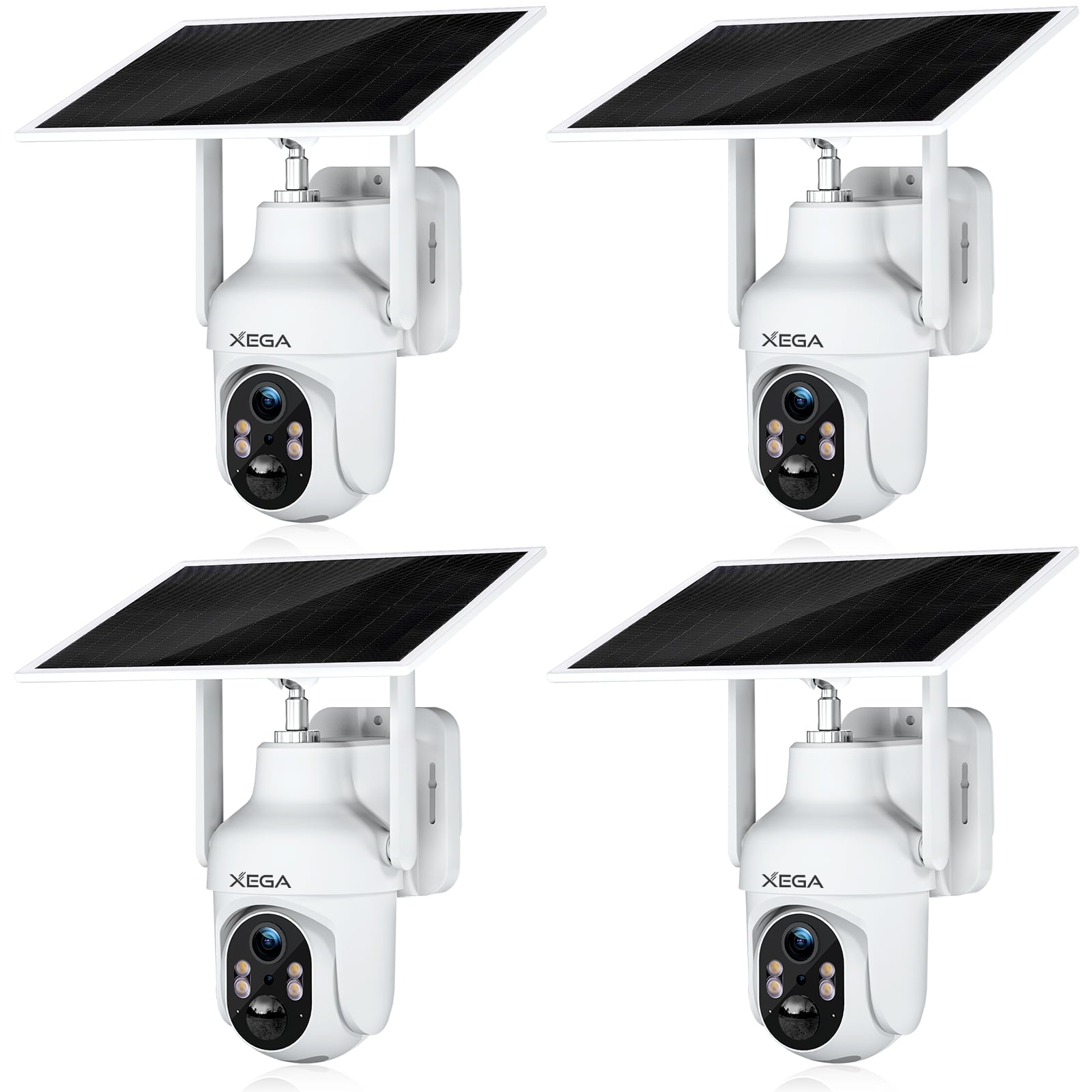 Xega 4G outdoor security camera with solar panel and 2K HD, white