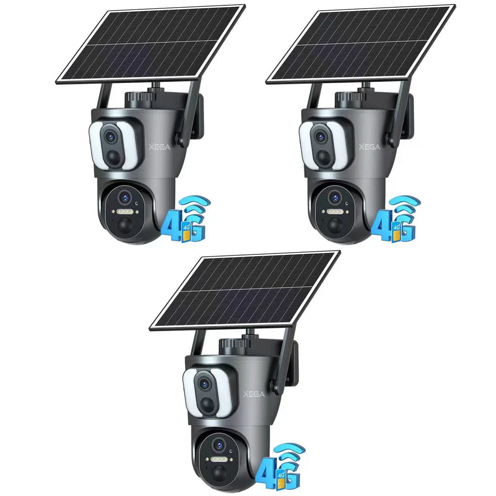 Xega XG-08 4G LTE Solar-Überwachungskamera: 2K PTZ, mit Solarpanel, für Außenbereich, kabellos