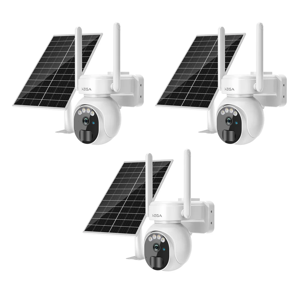 Xega XG-07 Solar Überwachungskamera mit 4G LTE, SIM-Karte, weiß, Außenbereich, 2K HD Auflösung