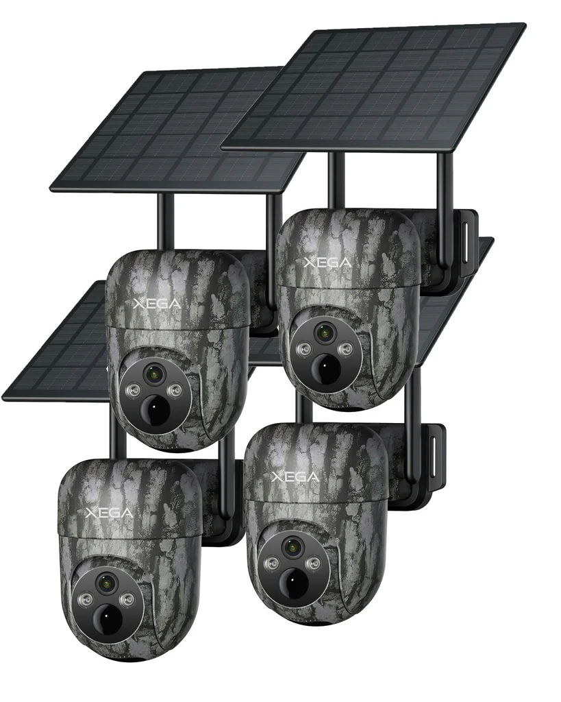 Xega 4G Camara De Caza Solar con Tarjeta SIM, 2K 3MP Exterior Fototrampeo Inalámbrica PTZ con Visión Nocturna Detección Personalizada Proyector/Sirena Alertas en App y Almacenamiento TF/Nube(Sin WiFi)