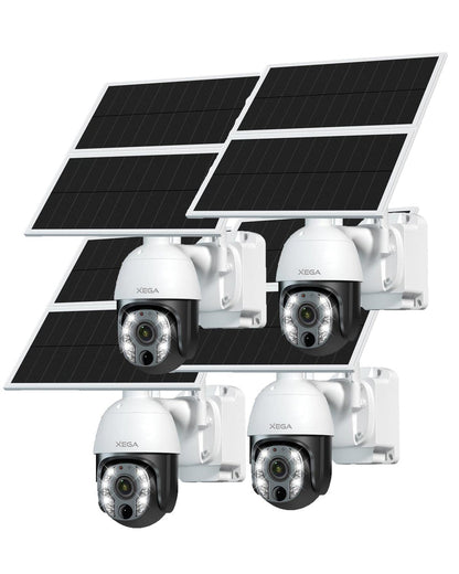 Xega 5MP【10X Optischer Zoom】4G LTE Überwachungskamera Aussen mit SIM Kart 24/7 Aufnahme 20W Solarpanel  30,000mAh Akku PTZ Kamera ohne WLAN