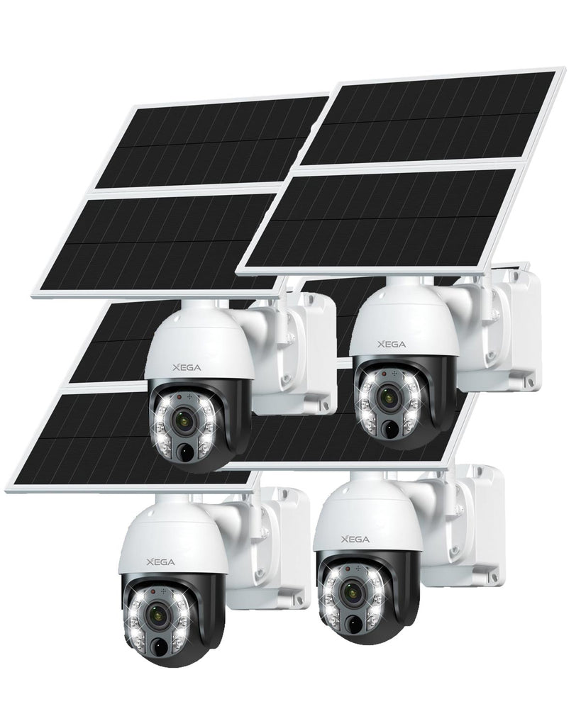 Xega 5MP【10X Óptico Zoom】4G LTE Cámara Vigilancia con Tarjeta SIM 20W Panel Solar 30,000 mAh Batería Grabación 24/7 Camara sin Wifi Exterior Detección Humana Visión Nocturna 100ft Audio Bidireccional