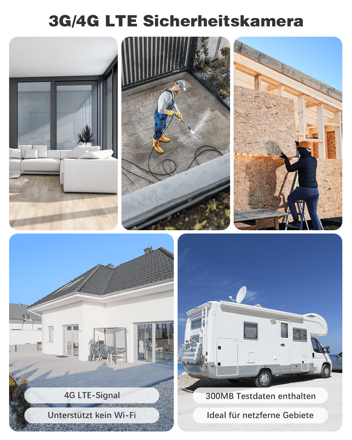 3G/4G LTE Sicherheitskamera: Innen, Außen, Baustelle, Haus, Wohnmobil. Kein Wi-Fi, netzfern.