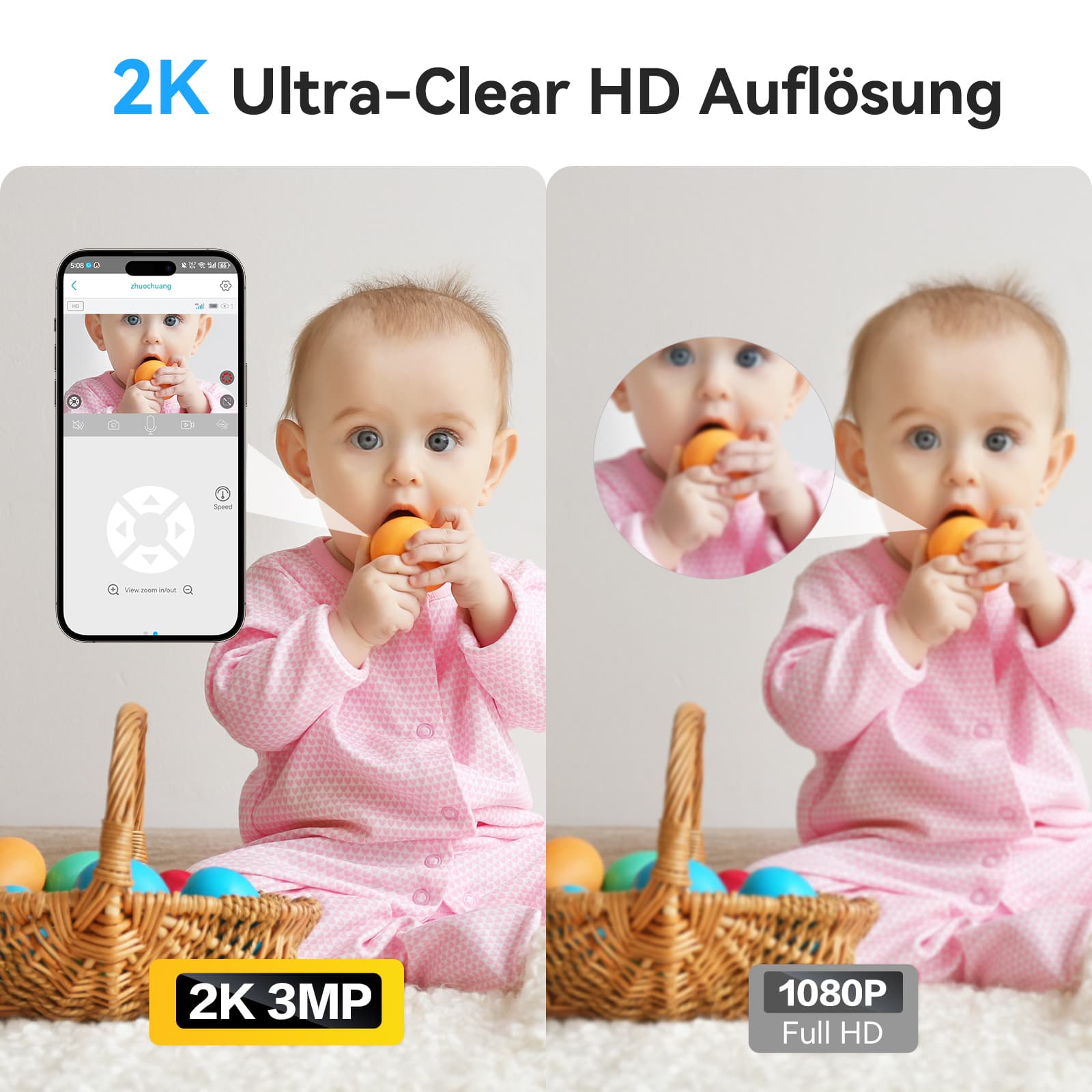 Xega XG-10 4G Indoor-Überwachungskamera: Babyüberwachung mit 2K HD Auflösung und Smartphone-App-Steuerung