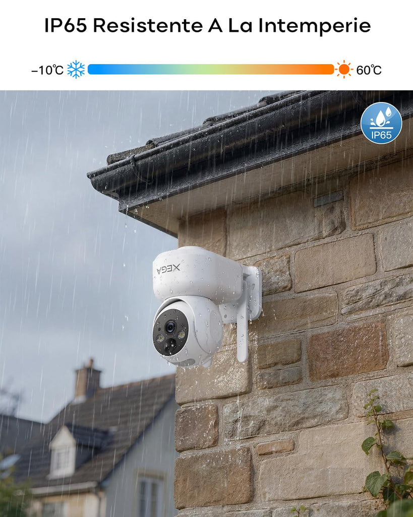 Xega 4G LTE Cámara Vigilancia sin WiFi Interior con Tarjeta SIM, 2K Batería Recargable Cámara PTZ, Visión Nocturna a Color, Detección de PIR, Audio Bidireccional, IP65
