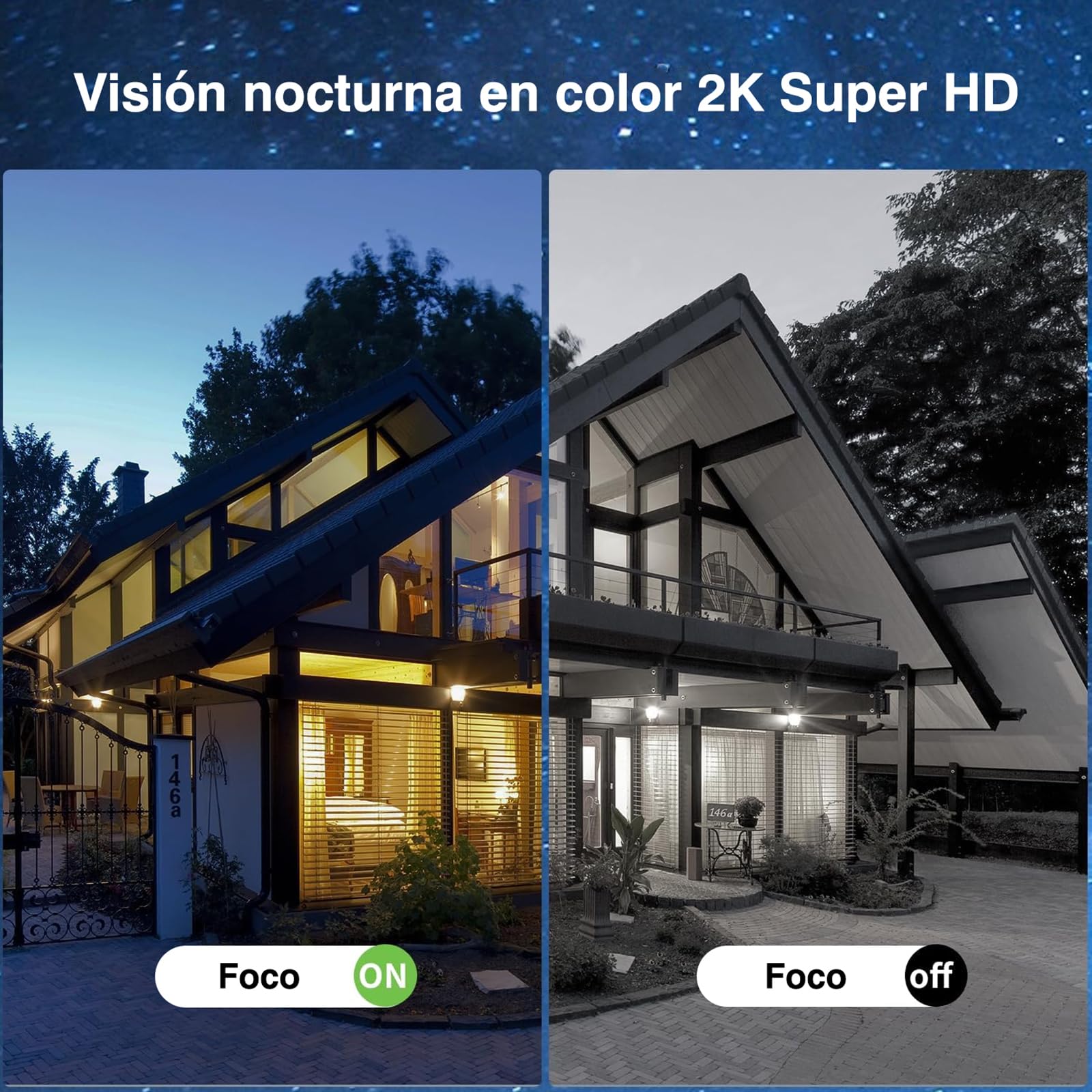 Cámara de vigilancia exterior solar inalámbrica Xega 4G LTE con tarjeta SIM y visión nocturna en color 2K