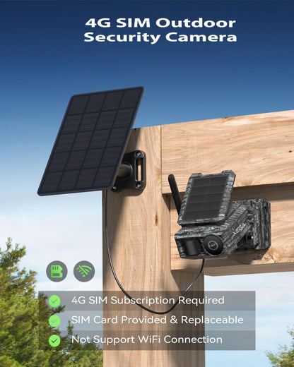 Xega 4G Cellular Trail Camera with SIM Card &amp; Dual Solar Panel No-Glow Night Vision Hunting Camera