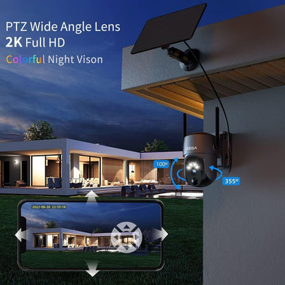 Xega Cámara de vigilancia solar exterior inalámbrica, 2K Super HD con visión nocturna en color, IP66 impermeable
