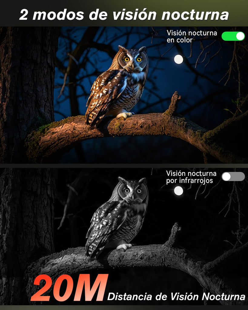 Xega 4G LTE Cámara de Caza Solar con Tarjeta SIM Fototrampeo Exterior | 2K PTZ Camara PIR Detección, Visión Nocturna en Color, Audio de 2 vías, IP65, 0.2s Activación, para en Lugares sin WiFi