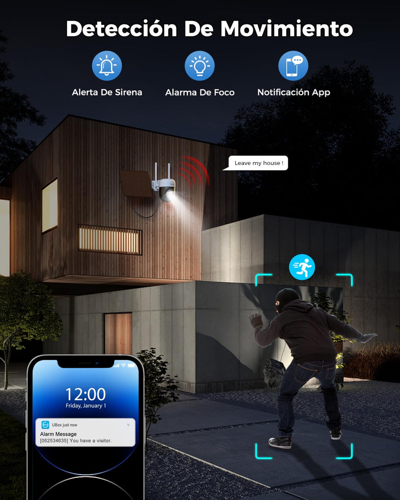 4G LTE Cámara Solar con Tarjeta SIM, 2K 3MP Exterior Inalámbrica, Camara Vigilancia PTZ con Visión Nocturna Detección Personalizada Proyector/Sirena Alertas en App y Almacenamiento TF/Nube(Sin WiFi)