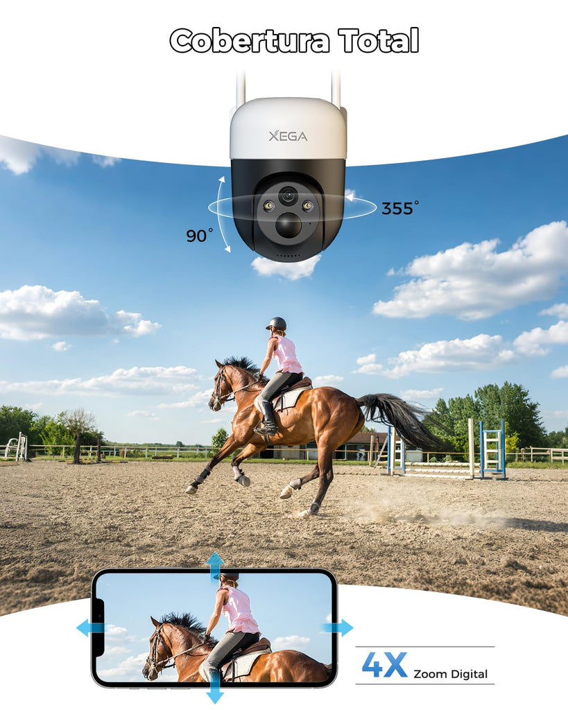 4G LTE Cámara Solar con Tarjeta SIM, 2K 3MP Exterior Inalámbrica, Camara Vigilancia PTZ con Visión Nocturna Detección Personalizada Proyector/Sirena Alertas en App y Almacenamiento TF/Nube(Sin WiFi)