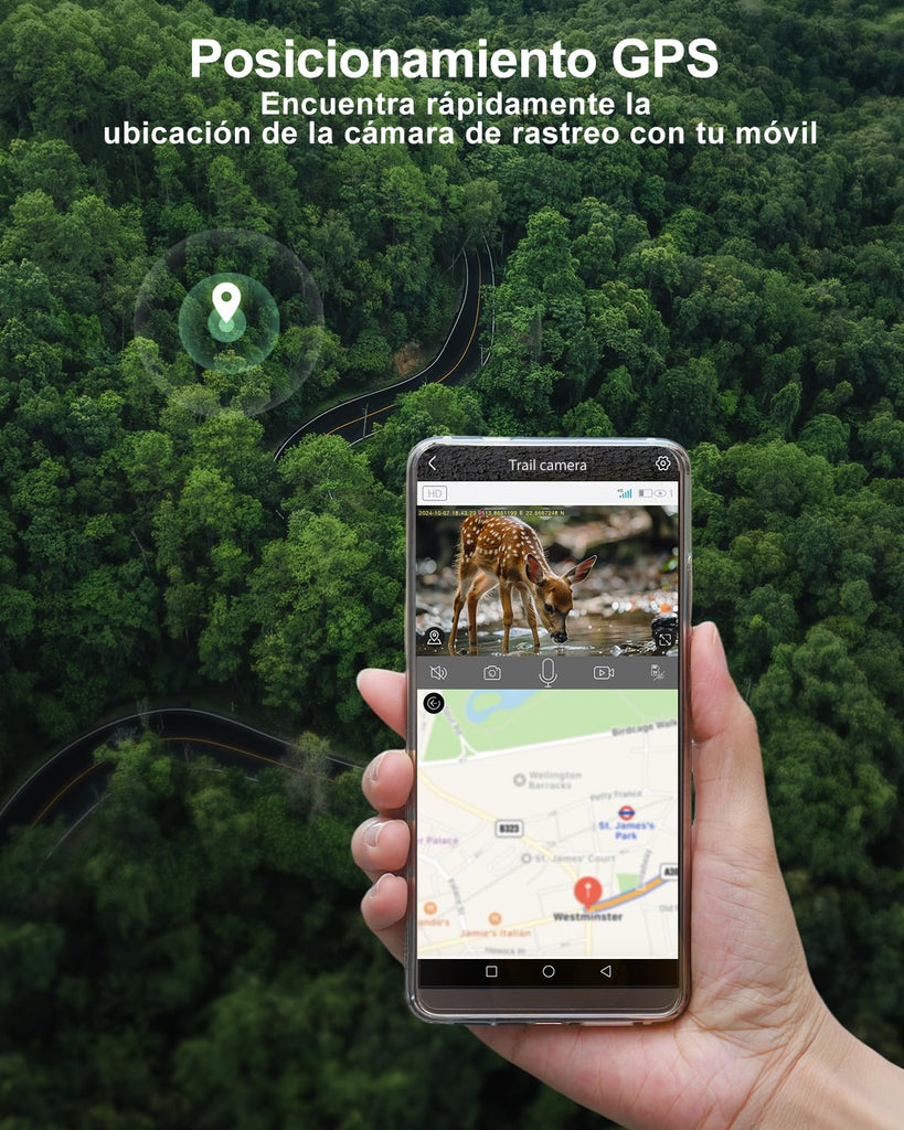 Xega 4G LTE Cámara de Caza Solar con Tarjeta SIM, 2K Camara Fototrampeo Exterior por Infrarrojos Invisible con 7800 mAh Batería, Alerta Instantánea,Detección PIR Nocturna,Posicionamiento GPS,IP66