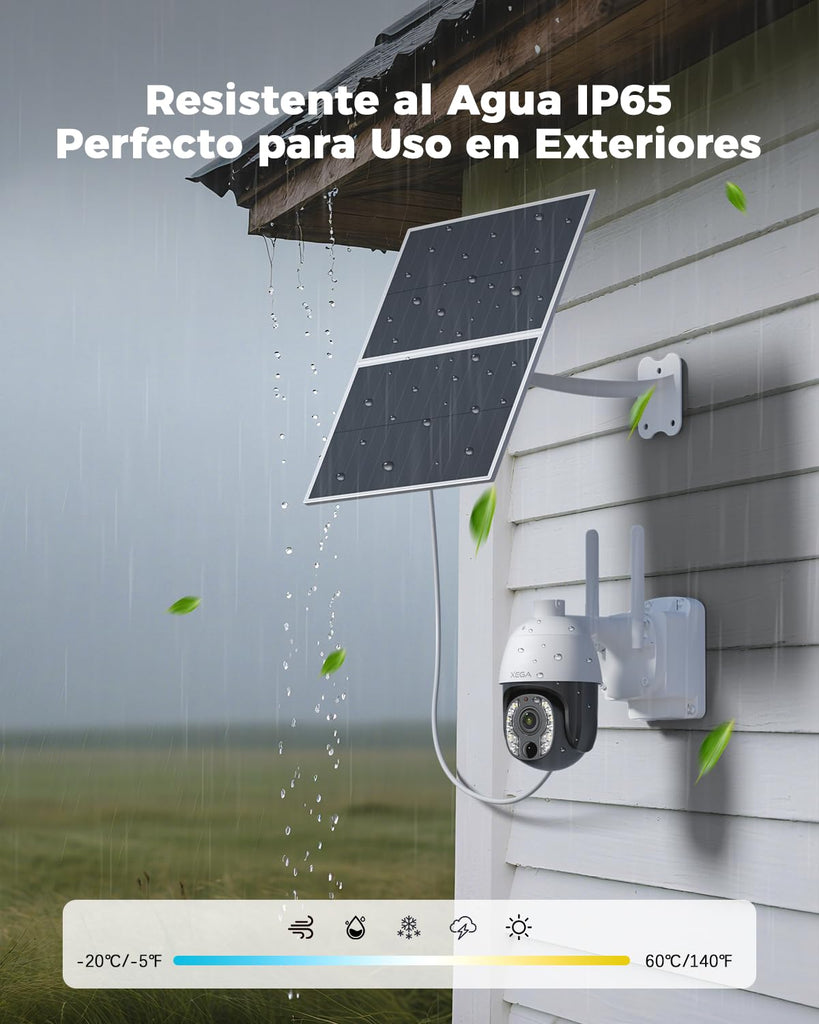 Xega 5MP【10X Óptico Zoom】4G LTE Cámara Vigilancia con Tarjeta SIM 20W Panel Solar 30,000 mAh Batería Grabación 24/7 Camara sin Wifi Exterior Detección Humana Visión Nocturna 100ft Audio Bidireccional