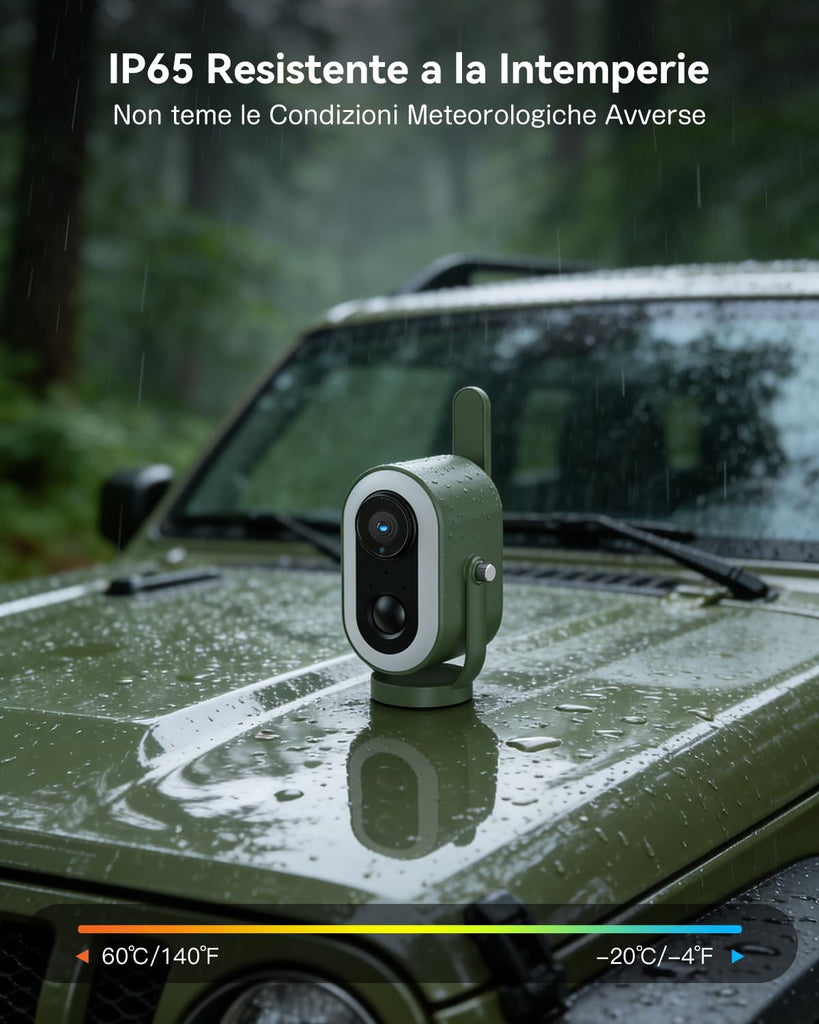 Xega 4G LTE Cámara de Seguridad Magnética con Tarjeta SIM Portátil Exterior | 2K HD Celular Cámara de Seguridad Batería 6000mAh Detección PIR Humana para Autocaravanas/Camping/Viajes/Picnic IP65