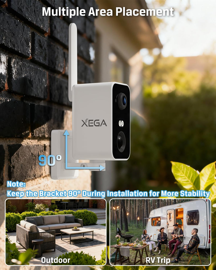 Xega Cámara de vigilancia 4G con tarjeta SIM, sin WiFi, cámara de vigilancia exterior, batería exterior de 10000 mAh, detección de movimiento PIR, visión nocturna de 3 MP, audio de 2 vías, alarma de