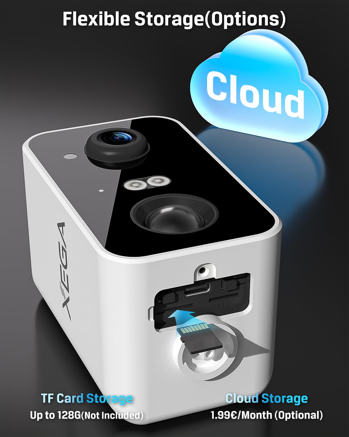 Xega Cámara de vigilancia 4G con tarjeta SIM, sin WiFi, cámara de vigilancia exterior, batería exterior de 10000 mAh, detección de movimiento PIR, visión nocturna de 3 MP, audio de 2 vías, alarma de
