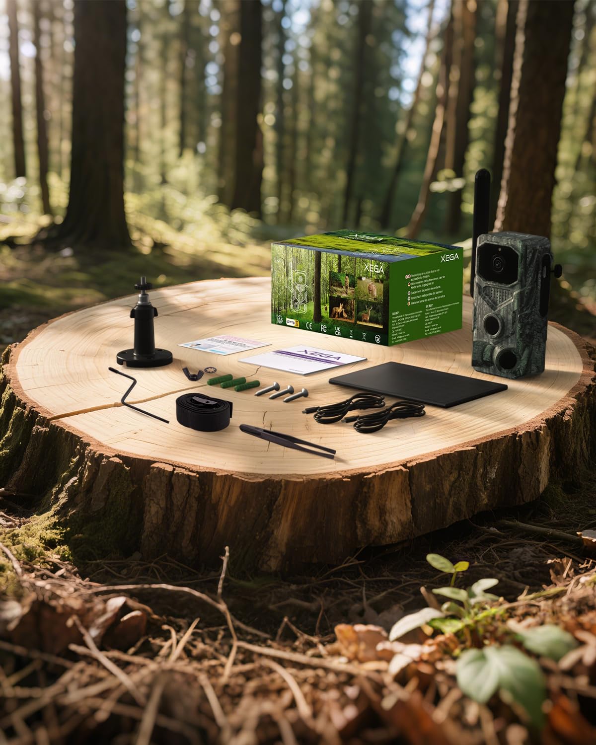 Xega 4G【Detección PIR 3】 Cámara de Caza con Tarjeta SIM y App,2K HD Solar Camara Fototrampeo sin WiFi,Nocturna Invisible 940nm,0,1s Activación,Batería de 7800 mAh,Audio Bidireccional,TF/Nube,GPS IP66
