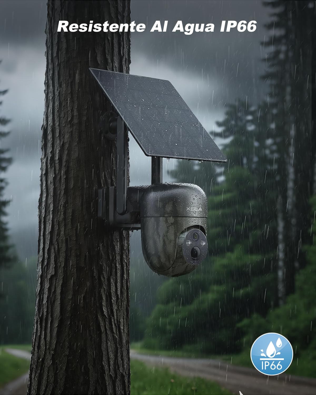 Xega 4G Camara De Caza Solar con Tarjeta SIM, 2K 3MP Exterior Fototrampeo Inalámbrica PTZ con Visión Nocturna Detección Personalizada Proyector/Sirena Alertas en App y Almacenamiento TF/Nube(Sin WiFi)