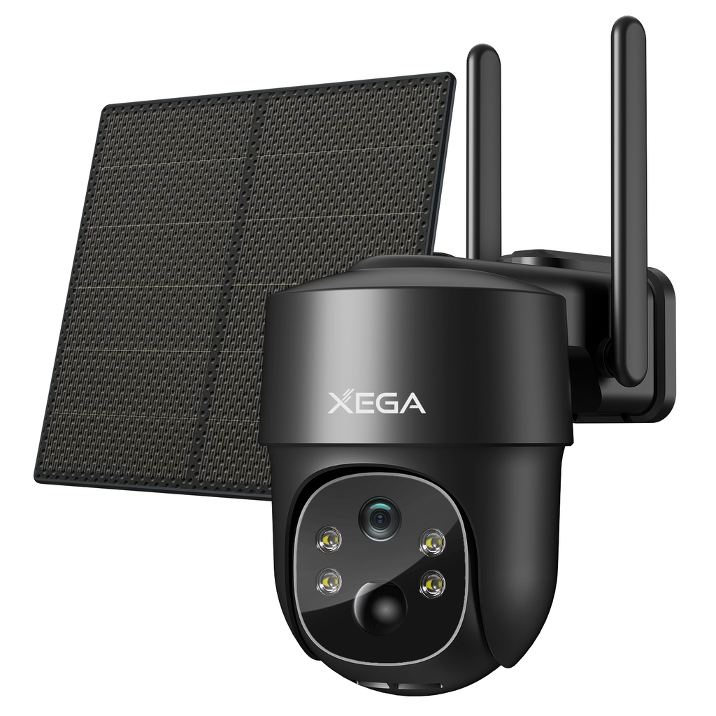 Xega 4G LTE Überwachungskamera Aussen Solar mit SIM Karte - 2K HD PTZ, Nachtsicht, 2-Wege-Audio