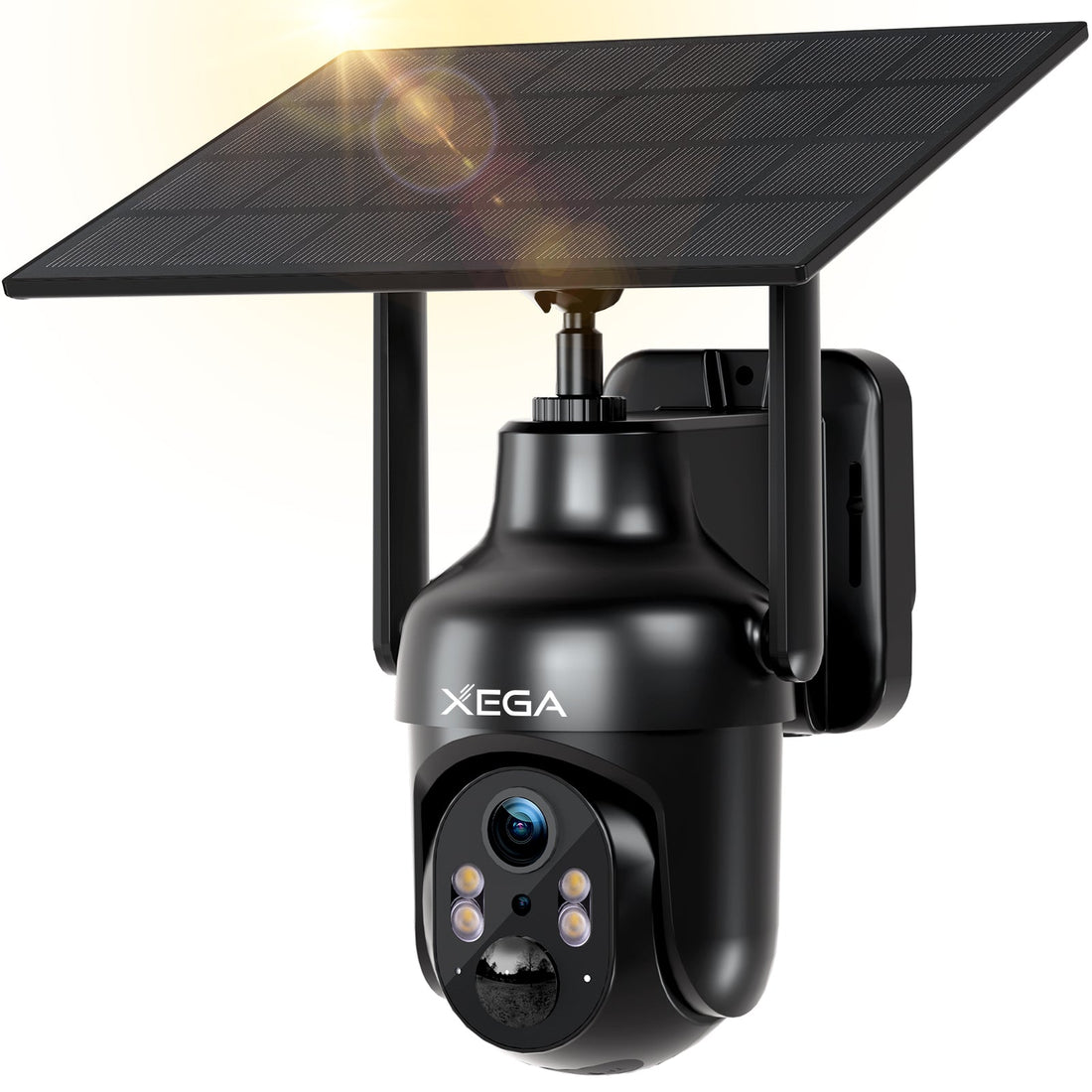 Xega Überwachungskamera Aussen mit Solarpanel, PTZ HD, kabellos, Schwarz